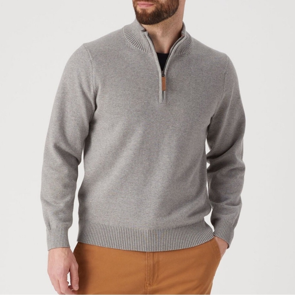 Duluth Trading Co Mens 1/4 Zip Sweater Pullover Long Sleeve 2XL‎ Reg Gray NWT